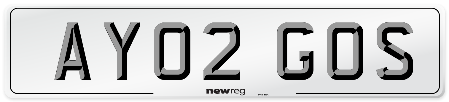 AY02 GOS Number Plate from New Reg